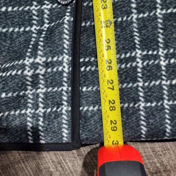Coat Hooded Jacket Plush Lined Charcoal Plaid Small Ike Behar - Picture 9 of 16